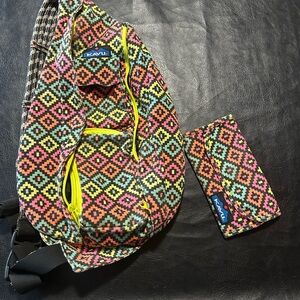 KAVU Geo Patterned Sling Bag and Wallet Set - Multicolor